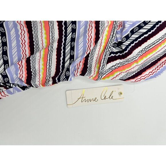 Anne Cole Striped Deep V Cutout Halter Neck Tankini Swim Top Multicolor Size M N - Picture 3 of 10